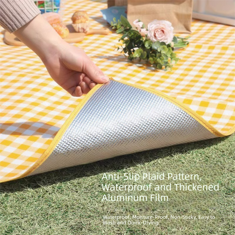 Yellow Lightweight Thickened Picnic Mat – Waterproof Outdoor Camping Ground Sheet for Hiking, Parks and Picnics(1.5*2M)