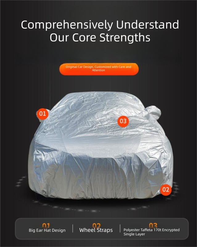 Silver 3L Universal Car Cover – 170T Taffeta Fabric, All-Weather Protection for Cars(4600×1800×1500MM)