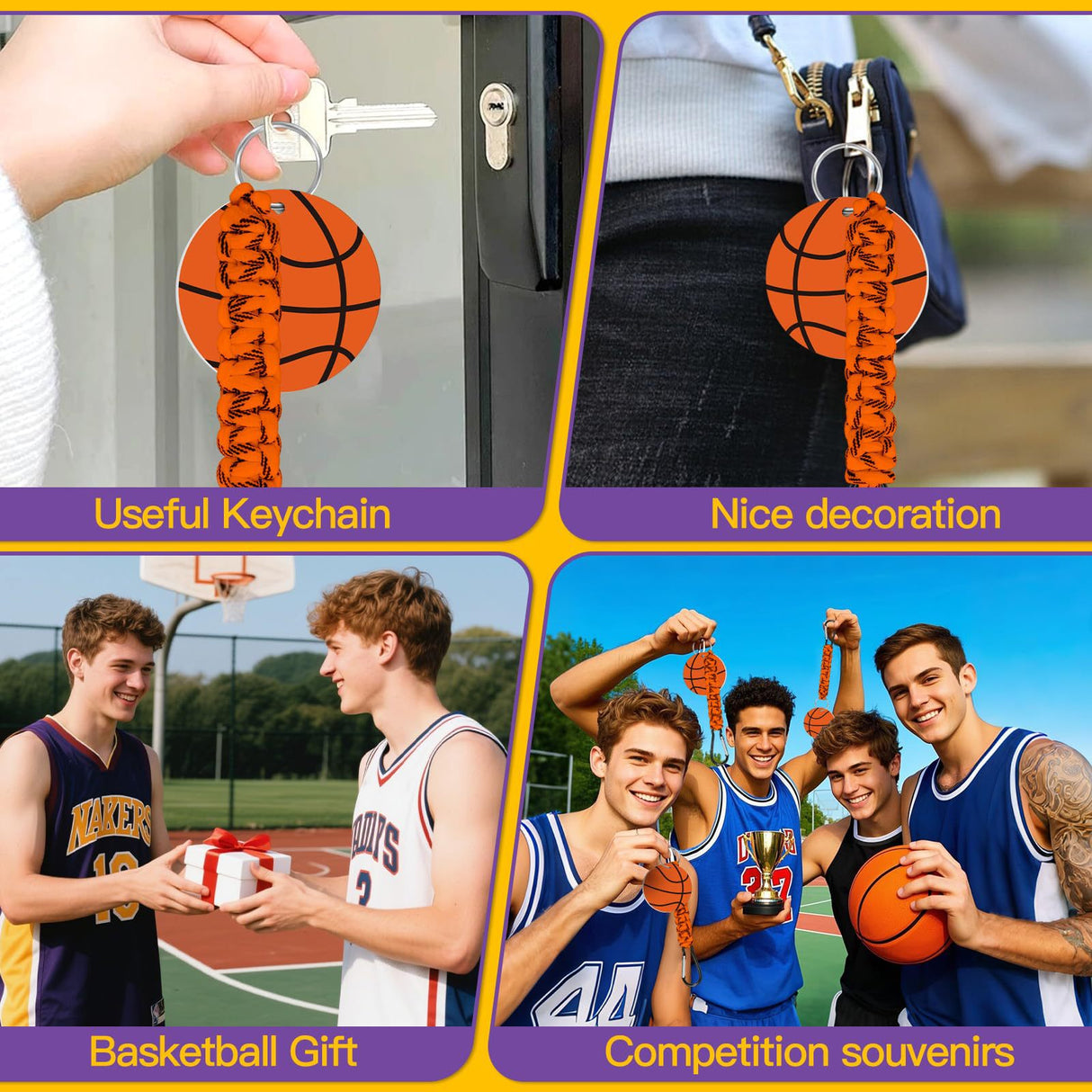 White DIY Volleyball Keychain – Acrylic Ball Pendant with Nylon Rope, 2-Pack