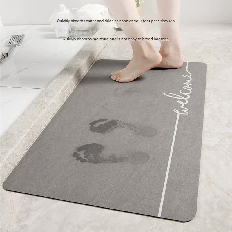 Super Absorbent Quick-Dry Diatomite Bath Mat - Non-Slip Suede Finish Bathroom Floor Mat(Feather Gray)