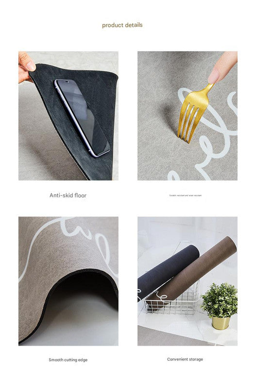 Super Absorbent Quick-Dry Diatomite Bath Mat - Non-Slip Suede Finish Bathroom Floor Mat(Feather Brown)