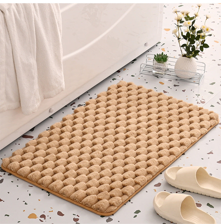 Plush Cobblestone Memory Foam Bath Mat - Super Absorbent, Non-Slip & Machine Washable(Camel 50*80㎝)