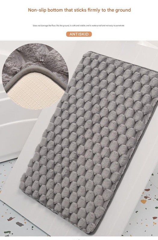 Plush Cobblestone Memory Foam Bath Mat - Super Absorbent, Non-Slip & Machine Washable(Black 50*80㎝)