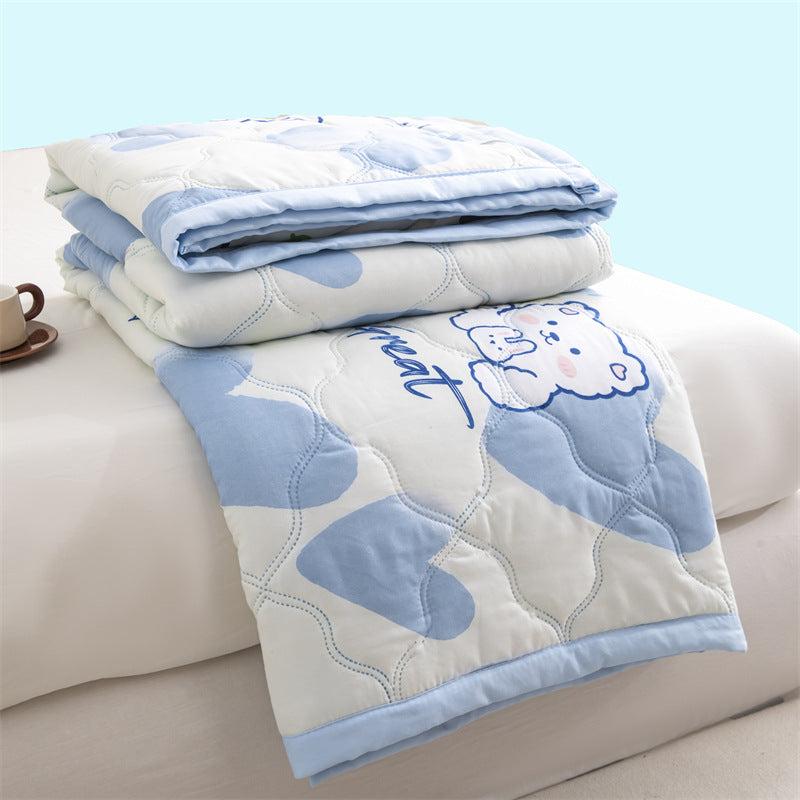 Lightweight Reversible Summer Quilt - Soft, Breathable & Machine Washable Comforter(150x200cm Blue Heart)