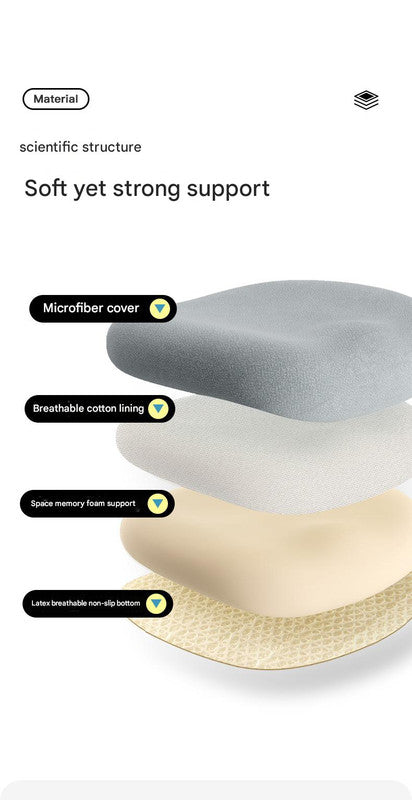 Memory Foam Student Seat Cushion - Pressure Relief, Non-Slip with Adjustable Straps for Healthy Posture(Rocket Gray 36x34cm)