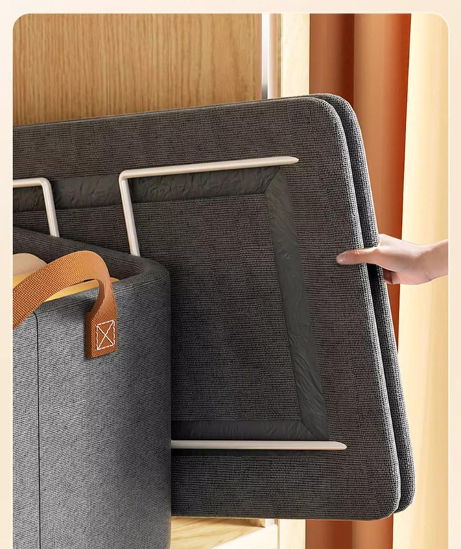 2pc Foldable Fabric Storage Bin with Steel Frame & Handles - 26L Stackable Closet Organizer(Blue)