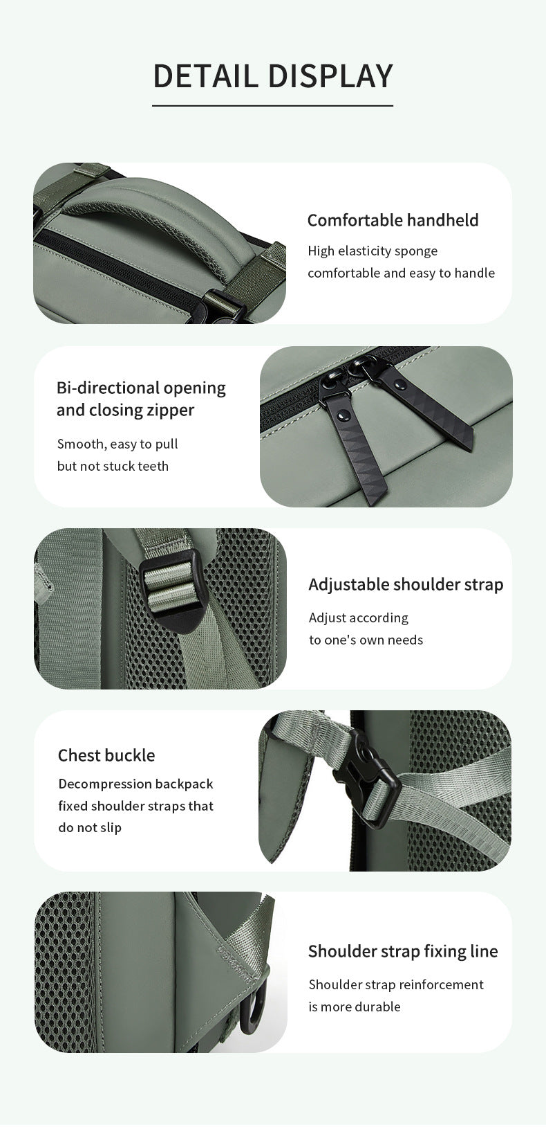 4-in-1 Convertible Travel Backpack & Briefcase - Large Capacity, 16" Laptop Compartment, USB Port(Green)