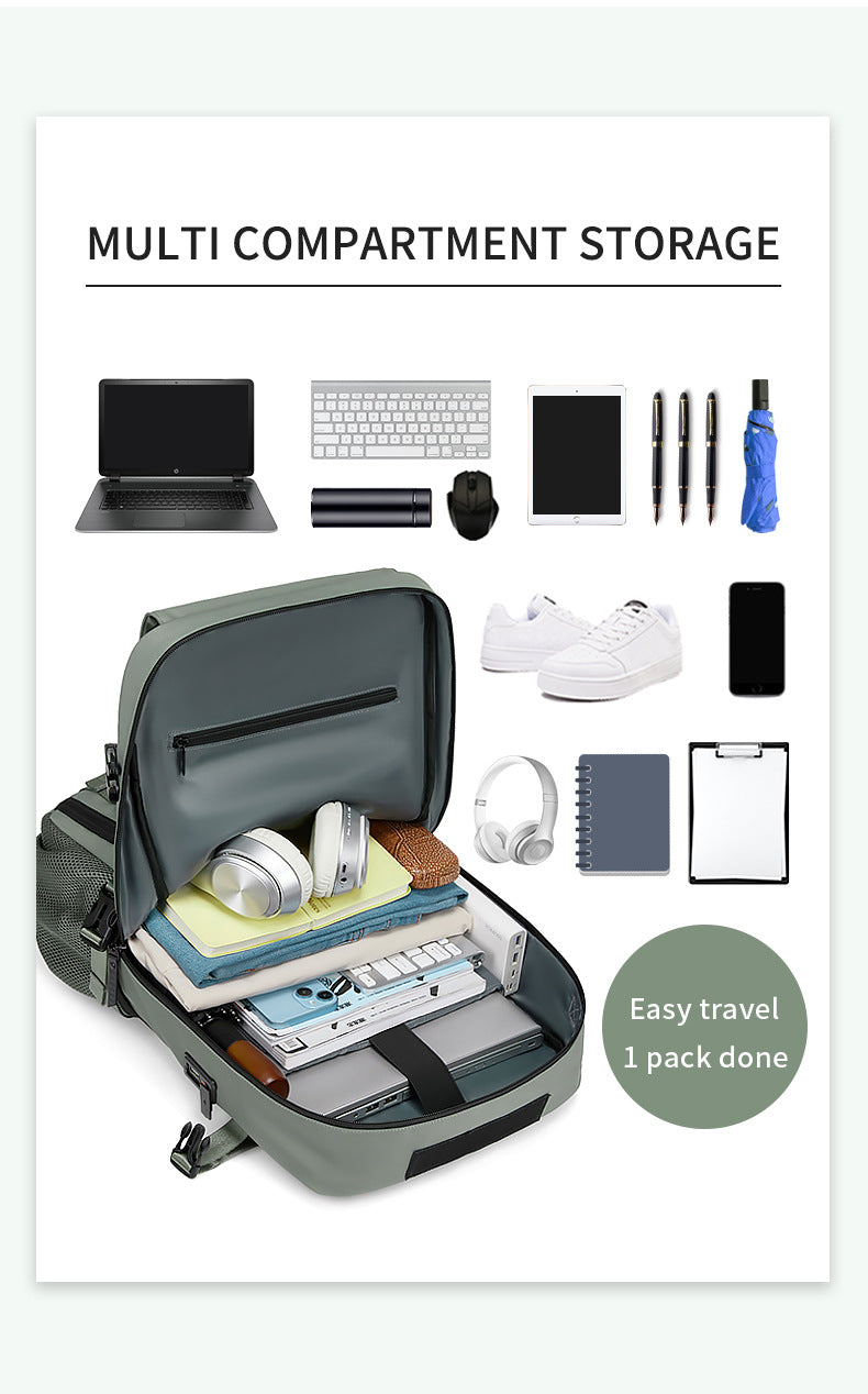 4-in-1 Convertible Travel Backpack & Briefcase - Large Capacity, 16" Laptop Compartment, USB Port(Dark Green)