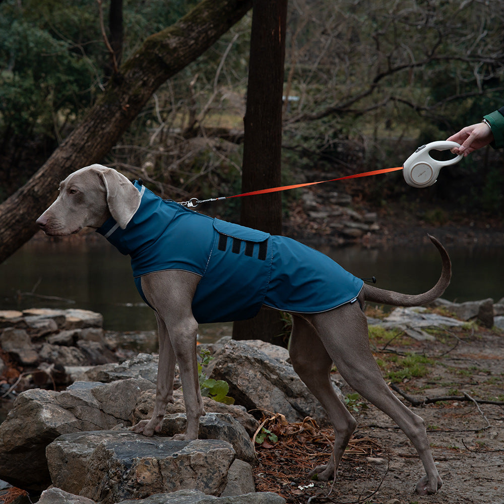 XS Dark Blue All-Season Pet Raincoat - Waterproof & Dustproof High-Collar Dog Windbreaker for Spring