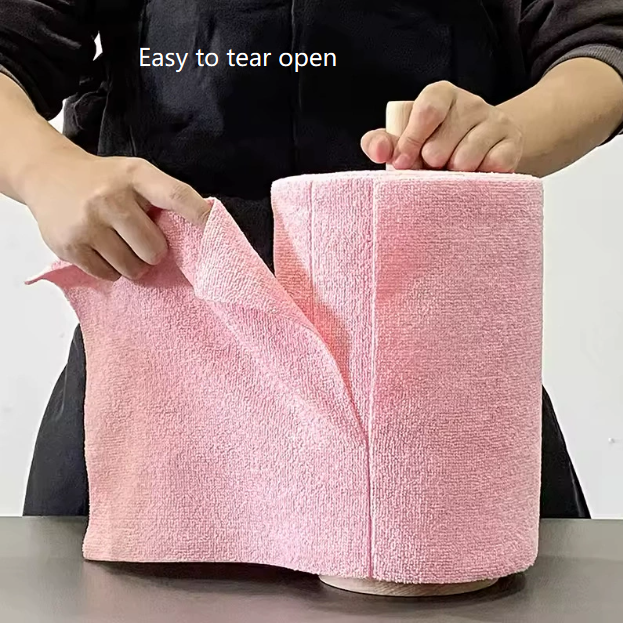 Green 4-Roll Pack, 80 Sheets Reusable Tear-Off Microfiber Cleaning Cloths - Non-Stick Oil & Absorbent Kitchen Wipes