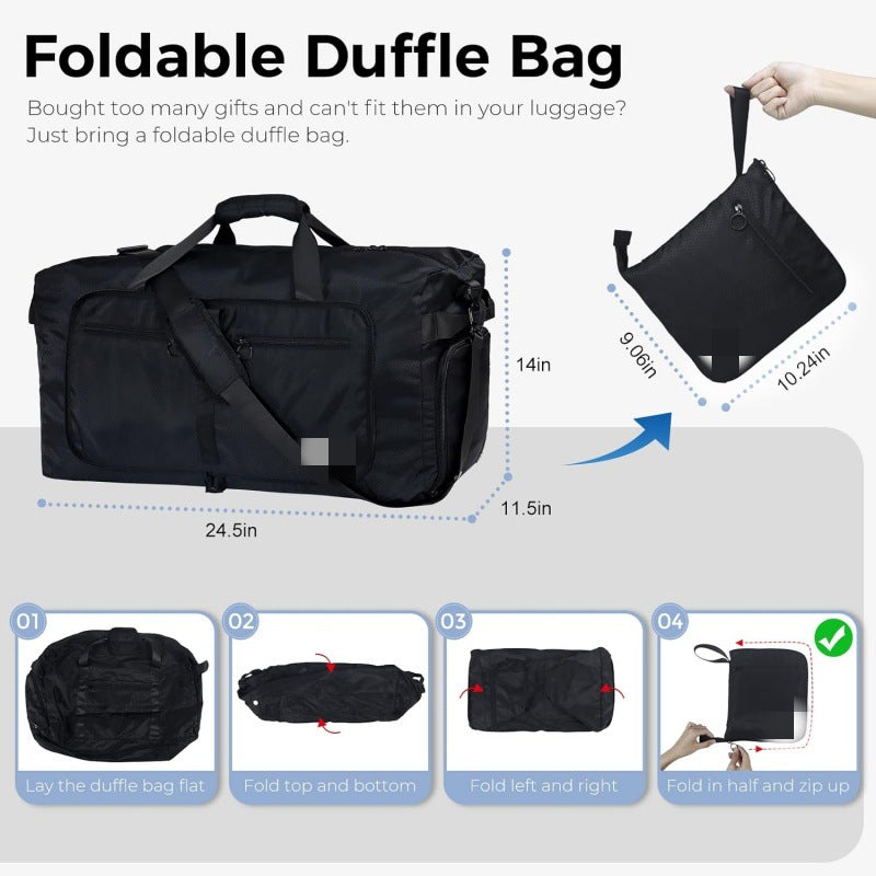 Large Capacity Foldable Travel Duffle Bag - Detachable Shoulder Strap, Gym & Yoga Storage, Business Luggage & Sports Bag (24.5x11.5x14 inches)