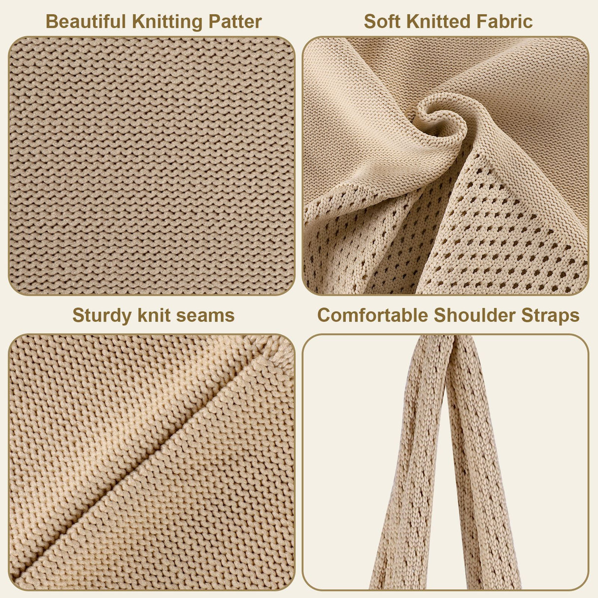 Brown Women's Large Mesh Beach Tote Bag Boho Crochet Shoulder Shopper Reusable Eco Grocery Net Bag for Summer Travel and Markets