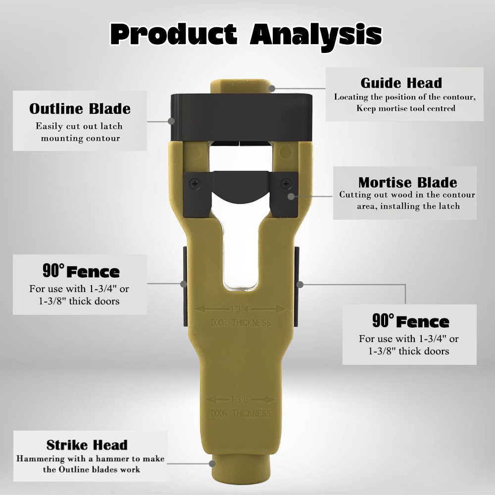 Door Latch Mortise Tool 25mm - Precision Woodworking Jig for Lock Faceplate Installation - Hammer-Driven Chisel Mortiser for DIY & Carpentry (165mm Length)