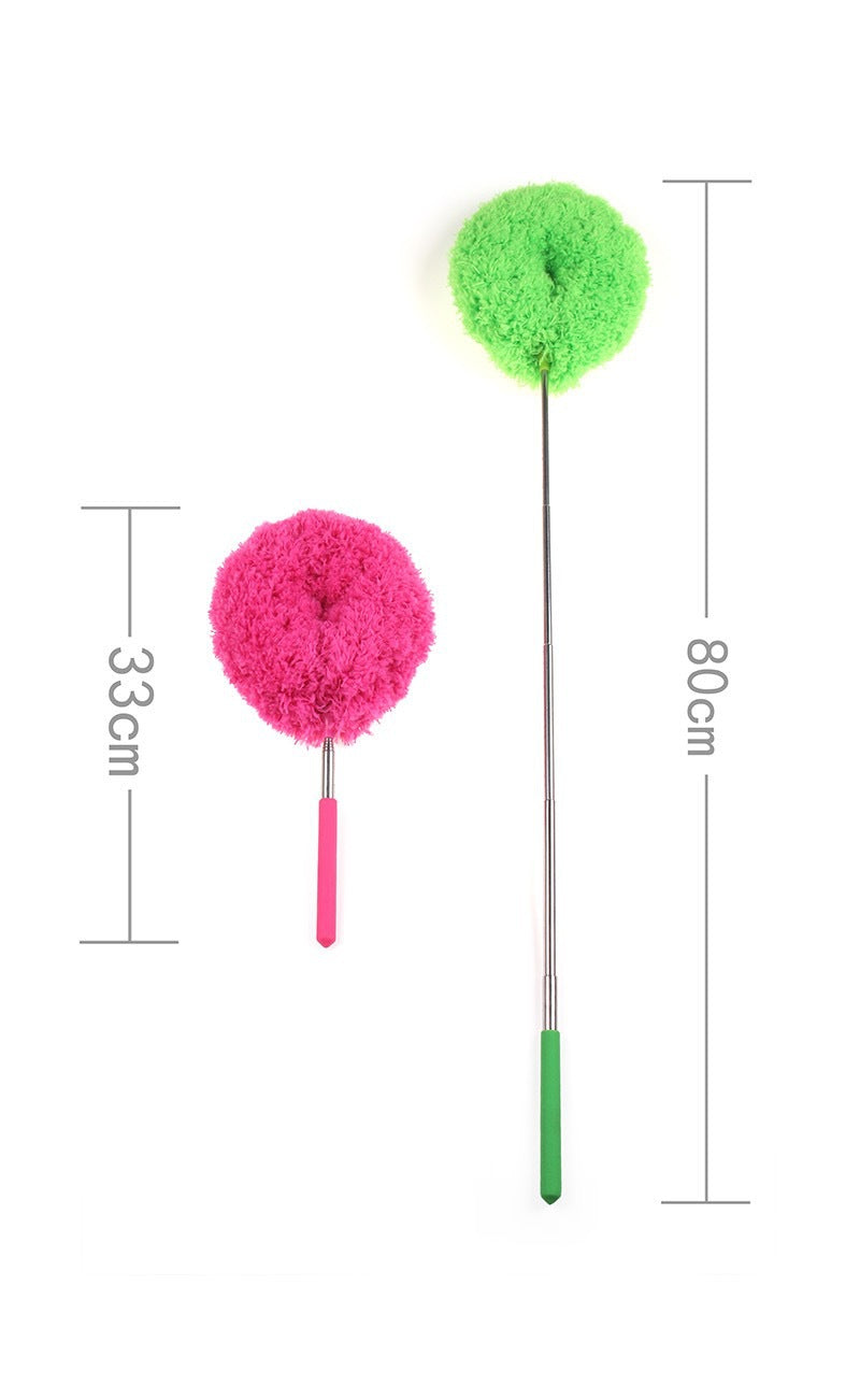 Green 4 Pack Telescopic Microfiber Duster with Extendable Stainless Steel Pole - Anti-Static Ceiling Fan Cleaning Tool for High Reach & Tight Gaps - Washable & Compact Design (33cm - 80cm)