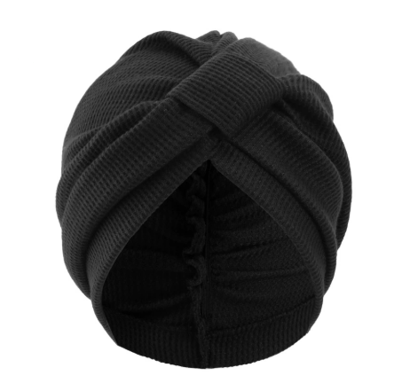 Black 3 Pack Women's Cotton Waffle Knit Turban Headwrap - Thickened Indian Style Beanie Cap - One Size Fits All for Australian Daily Wear
