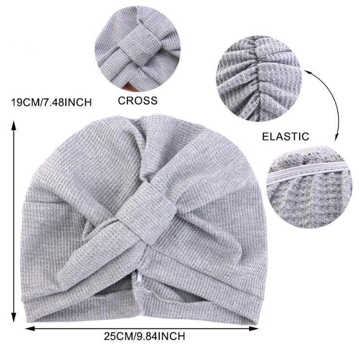Khaki 3 Pack Women's Cotton Waffle Knit Turban Headwrap - Thickened Indian Style Beanie Cap - One Size Fits All for Australian Daily Wear