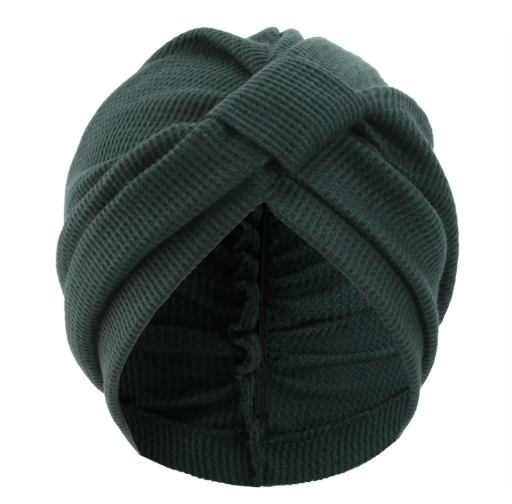 Green 3 Pack Women's Cotton Waffle Knit Turban Headwrap - Thickened Indian Style Beanie Cap - One Size Fits All for Australian Daily Wear