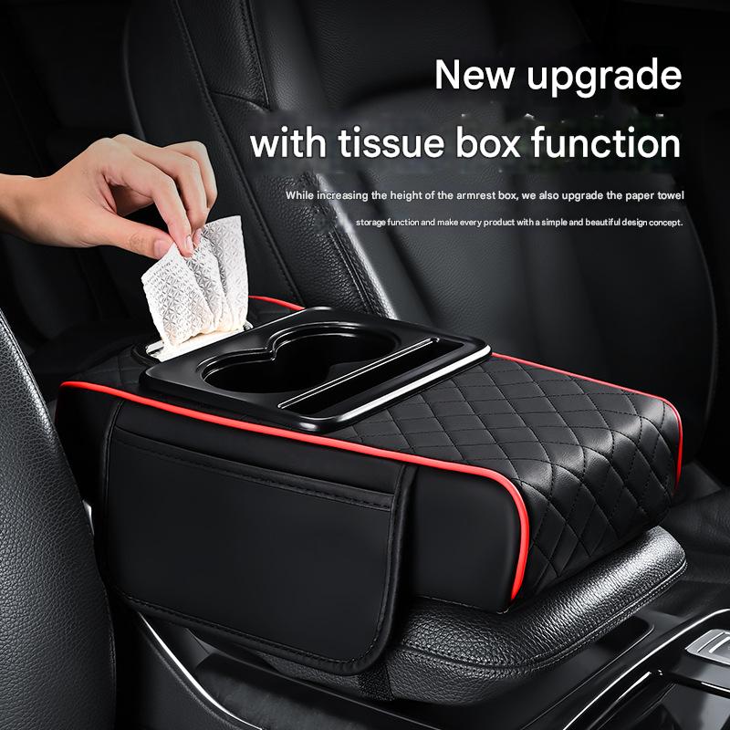 Premium Car Armrest Organizer & Comfort Pad(orange)