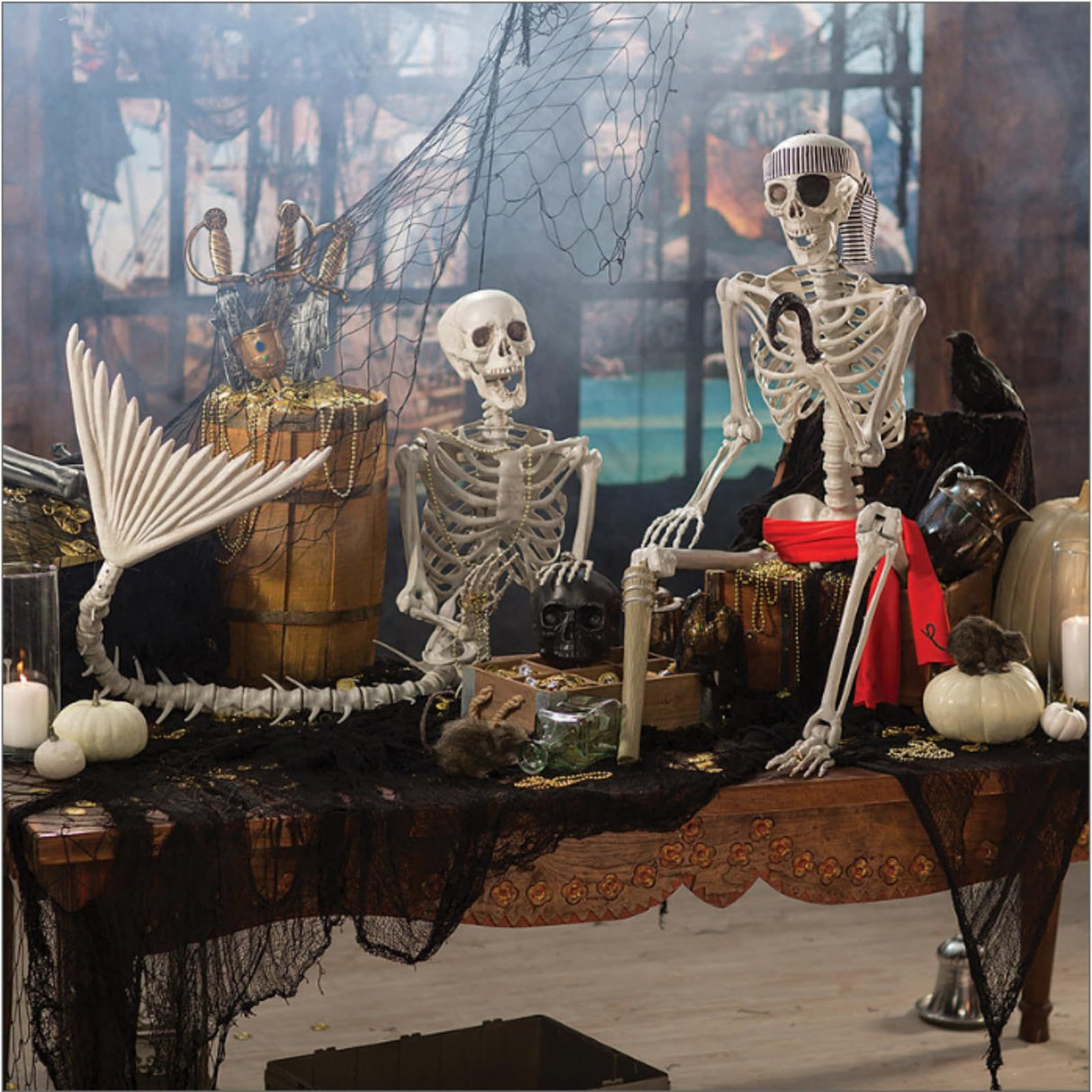Halloween 31.5 inch Poseable Mermaid Skeleton Prop Haunted Decor