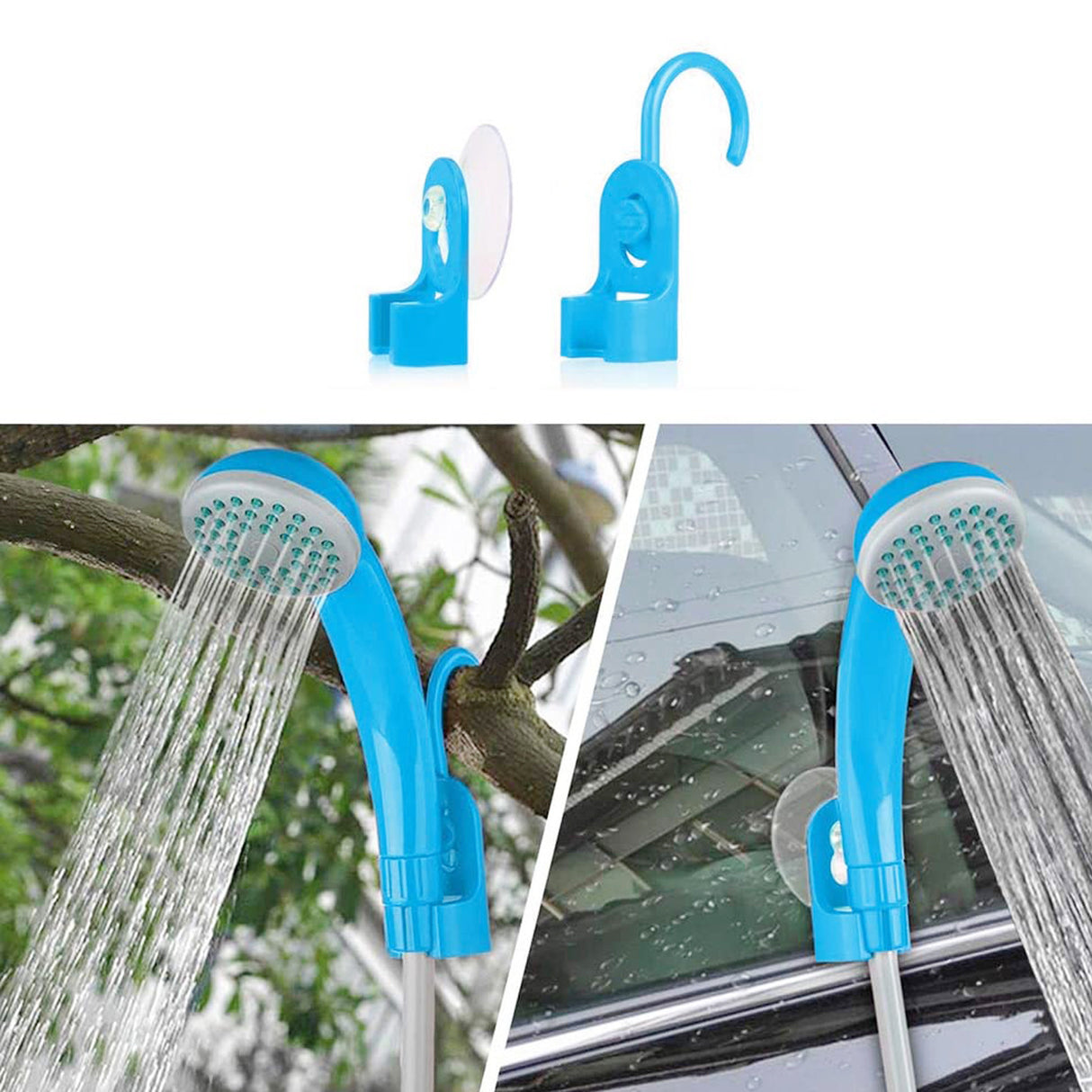 Orange USB Portable Camping Shower Kit with Folding 20L Bucket