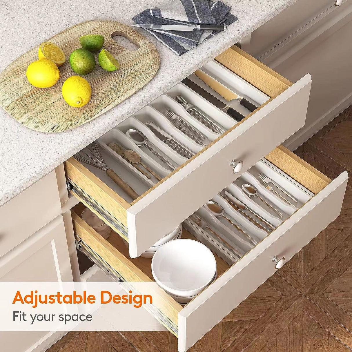 Black Adjustable Cutlery Tray (33-57cm)