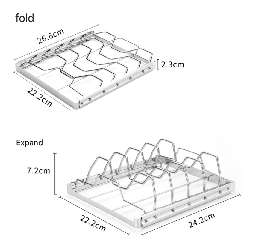 2-Pack Foldable Stainless Steel Rib Racks(26.6 x 22.2 x 2.3 cm)