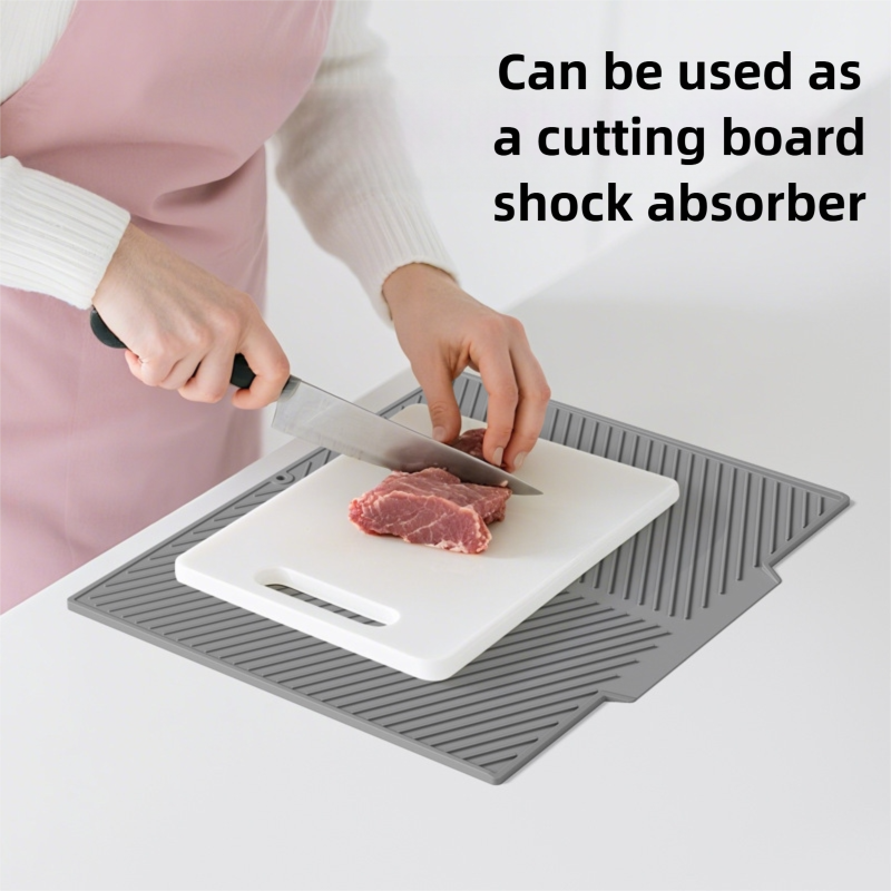 2PC White Multi-Use Drain Mat (43x33 cm) – Non-Slip Heat Protection for Dish Drying & Prep