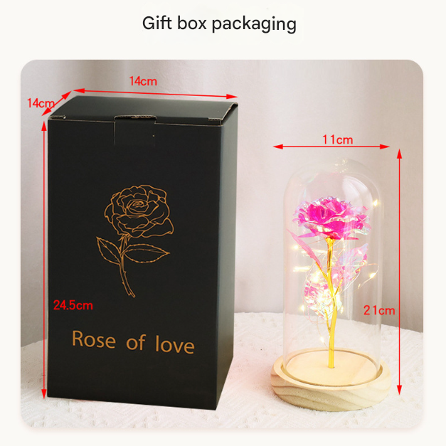 LED Eternal Colorful Rose in Glass Dome – Anniversary Flower Gift for Her, Mom, or Girlfriend