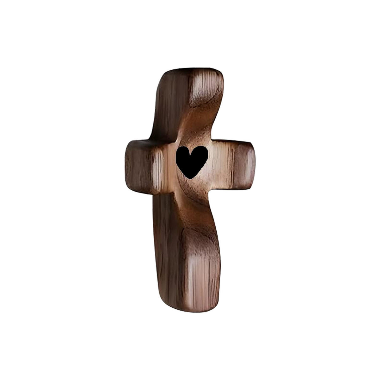 Set of 5 Black Peachwood Heart Cross – Multi-functional Spiritual Symbols for Home and Office, Religious, Ornaments Mini