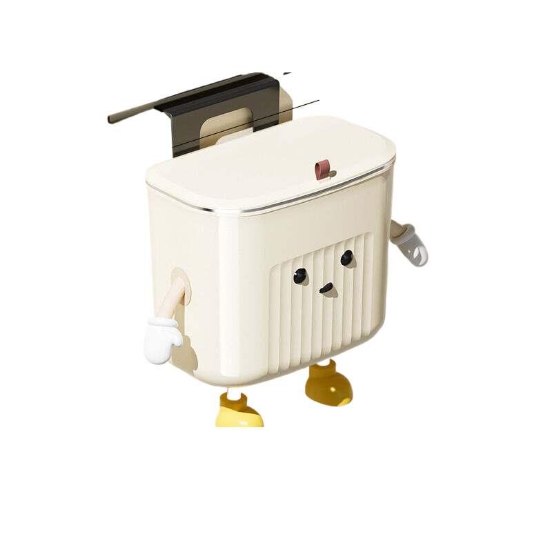 Kitchen wall-mounted trash can (small) + 2 hands and feet + eyes (large)