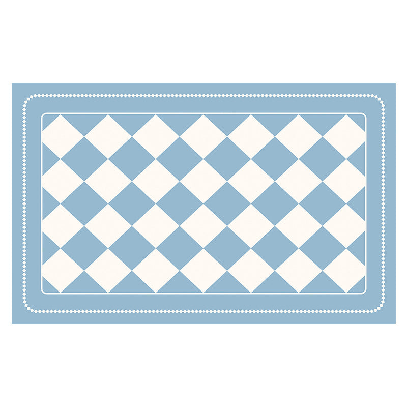 Light Blue Checkered Design Loofah Texture Shower Mat (50x80cm) - Non-Slip PVC Bathroom Floor Mat, Quick-Draining, Anti-Mould & Massage Pad