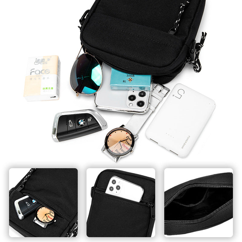 Light Grey Mini Streetwear Oxford Cloth Crossbody Bag - Ultra-Light (200g) Fashion Sling Pack, Fits 8-inch Tablet