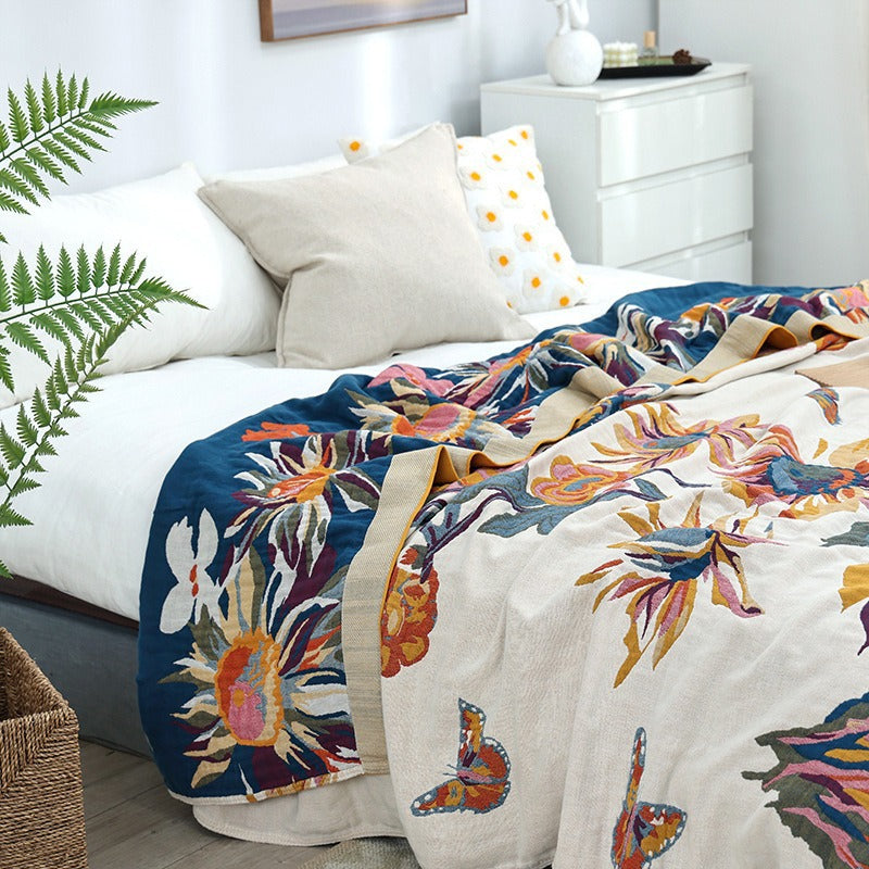 Pure Cotton Multi-Layer Gauze Blanket(Classic B, 150 cm x 200 cm) - Lightweight, Ultra-Breathable, and Moisture-Wicking Summer Quilt for Hot Sleepers
