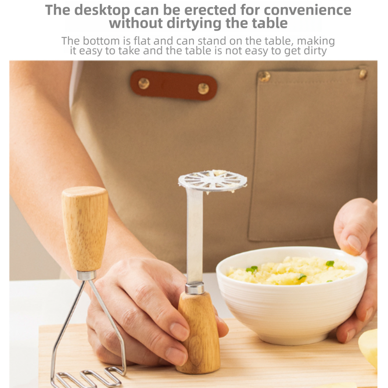 2-Pack Standable Stainless Steel Potato Masher - Heavy-Duty Kitchen Tool for Baby Food & Purees