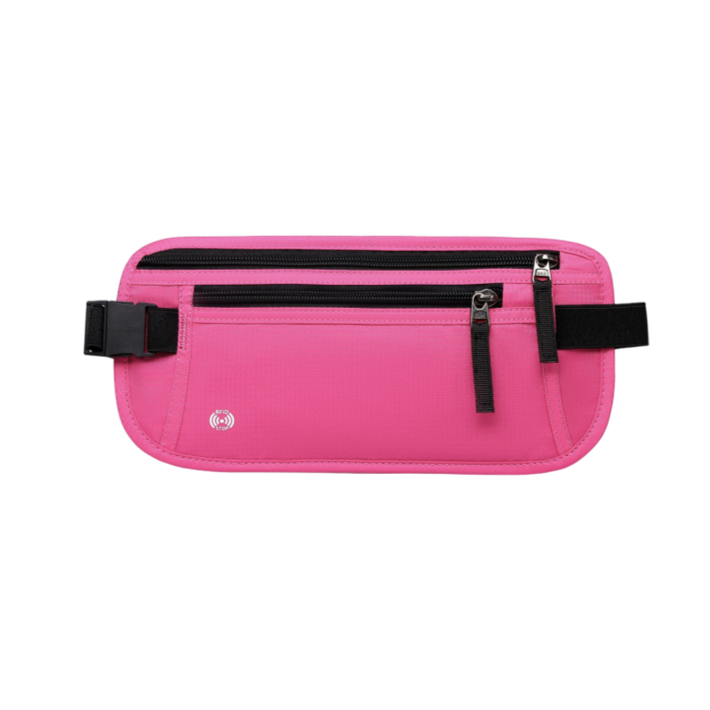 Pink RFID Blocking Slim Anti-Theft Fanny Pack for Outdoor Travel - Hidden Money Belt for Passport, Documents & Cash