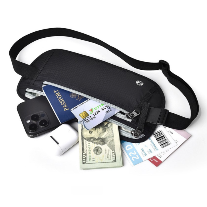 Orange RFID Blocking Slim Anti-Theft Fanny Pack for Outdoor Travel - Hidden Money Belt for Passport, Documents & Cash