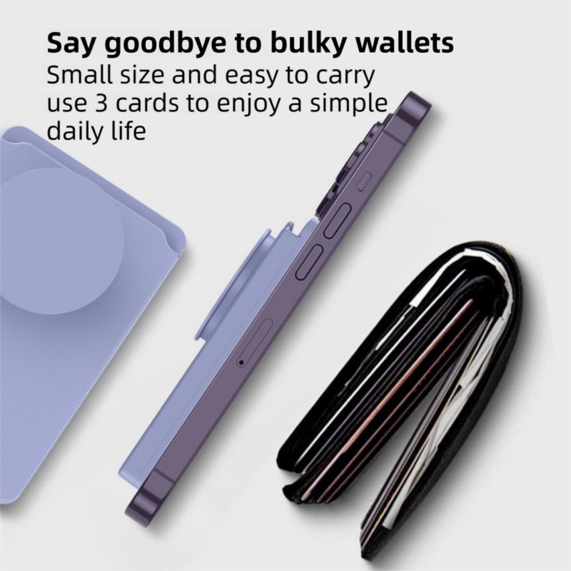 2-Pack 2-in-1 White Magnetic Card Wallet Integrated Pop Airbag Stand(9.5x6x0.8 CM) - Including Magnetic Ring, for MagSafe Compatible iPhone 14/13/12 Series & Standard Phone Cases