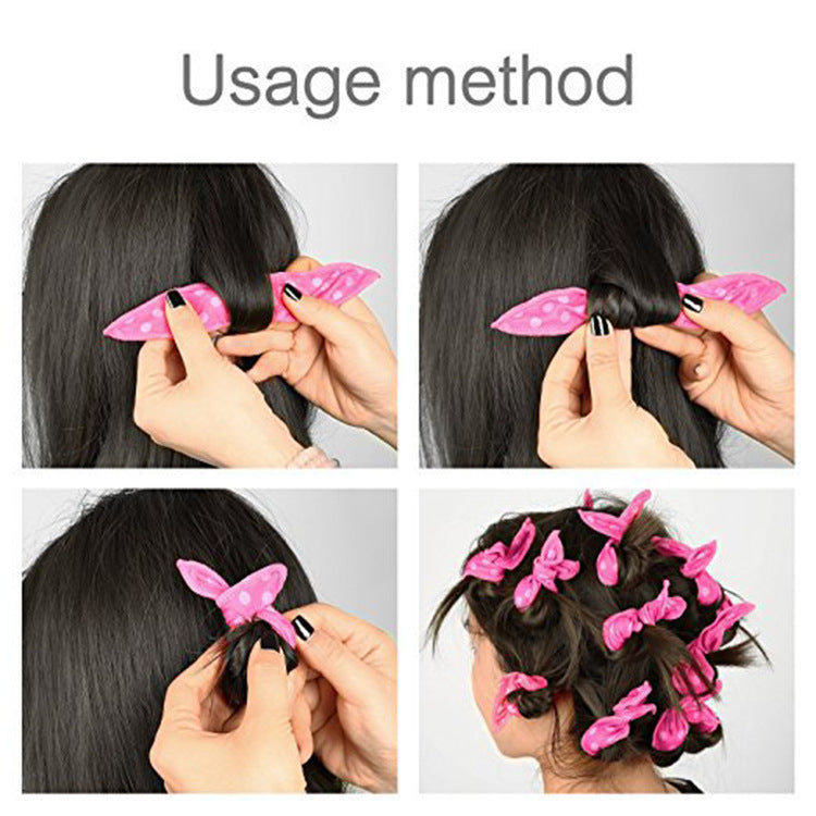 20-Pack Red Polka Dot Bow Sponge Hair Rollers Set - Soft Sleep Pillow Lazy No-Heat Curler for Heatless Loose Curls Hair Style