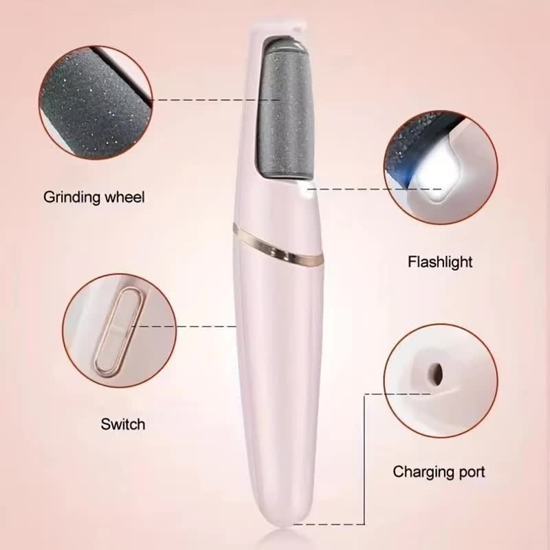 Pink Wireless Electric Foot Grinder With Two Heads - Automatic Pedicure Tool for Removing Callus and Dead Skin, Portable Small Handheld Design & USB Rechargeable