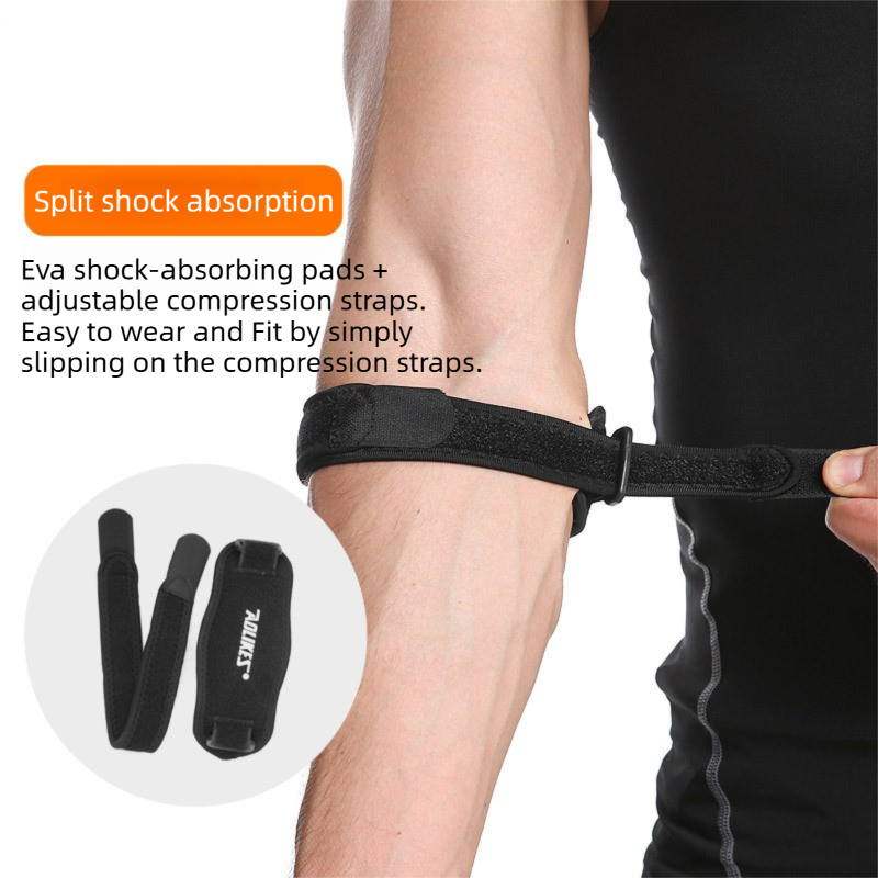 One-Pair Dark Grey Adjustable Compression Elbow Brace with Thick Sponge Padding - Sports Support for Various Sports and Everyday Work