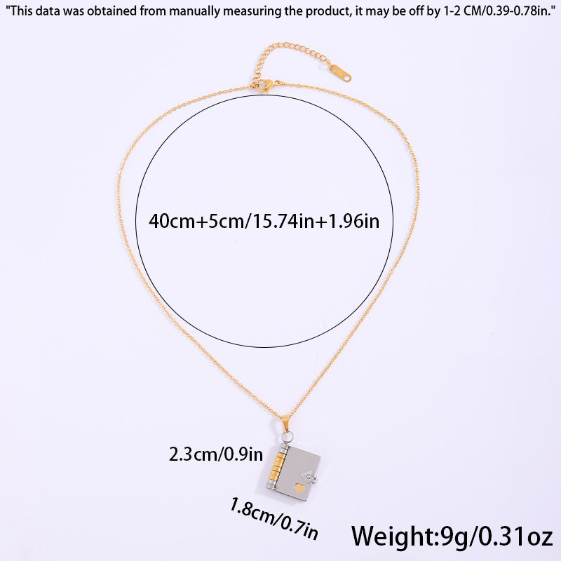 Gold-Sliver Titanium Steel Fading-Resistant Envelope Locket Necklace - Openable Love Letter Pendant for Couples