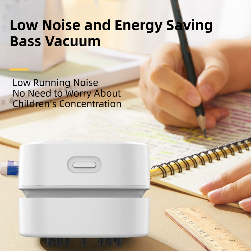 White Portable Handheld Cordless Mini Desktop Vacuum Cleaner - Powerful 10KPA Suction, Efficient Dust & Debris Collection for Home, Office, and Student Use