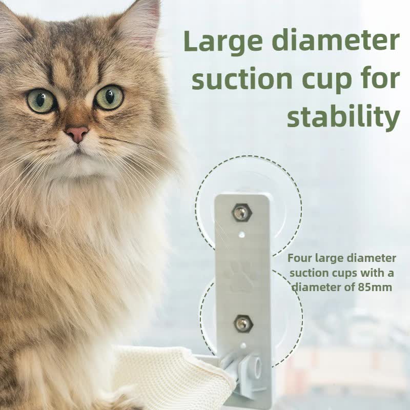 Foldable Window Beige Breathable Mesh Cat Perch(52 x 30 cm) - Cat Hammock with 85mm Strong Dual Suction Cups for Indoor Cats