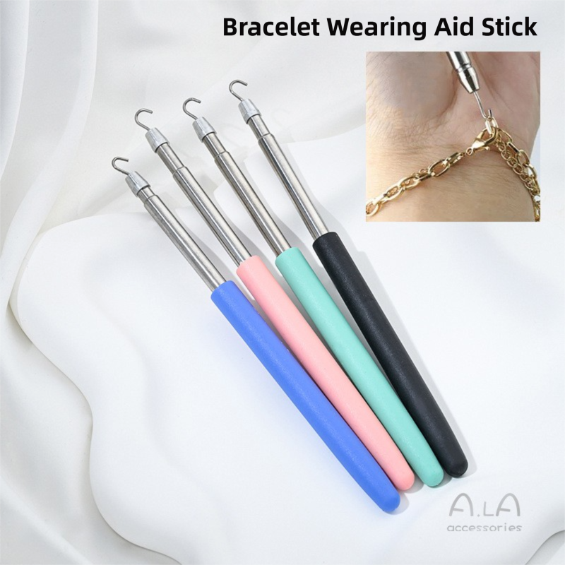 2-Pack Pink Jewelry Fastener Helper Tool - Quick Bracelet & Fine Chain Wearer Aid With Telescopic Titanium Steel Hook