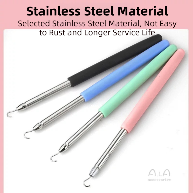 2-Pack Green Jewelry Fastener Helper Tool - Quick Bracelet & Fine Chain Wearer Aid With Telescopic Titanium Steel Hook