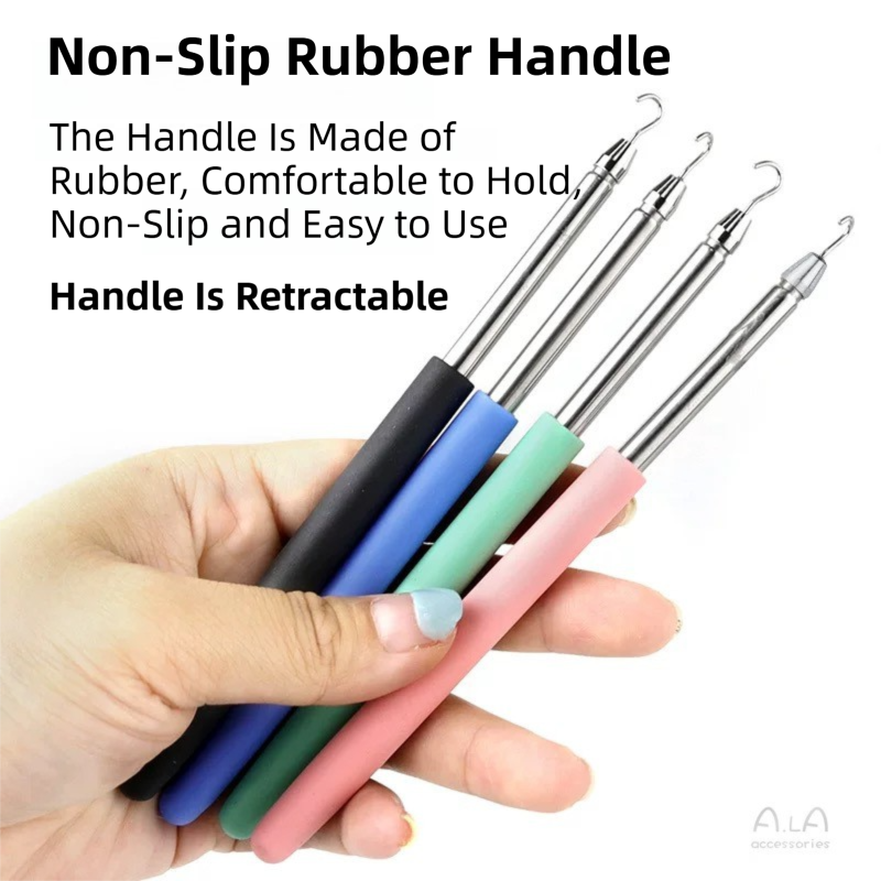 2-Pack Black Jewelry Fastener Helper Tool - Quick Bracelet & Fine Chain Wearer Aid With Telescopic Titanium Steel Hook