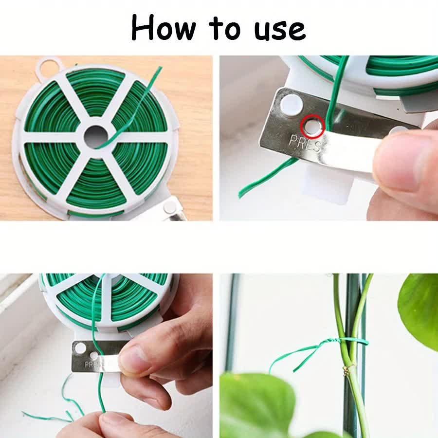 4-Rolls 100M Multifunctional Plastic Steel Twist Tie with Cutter - Sturdy Reusable Plant Support & Climbing Vine Tie