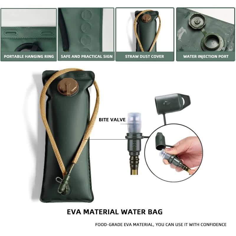 Outdoor Grey 2.5L Hydration Bladder for Running & Cycling - Eco-Friendly PEVA Material Water Reservoir Pack Insert with Bite Valve & 93CM Water Pipe