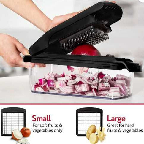 18-Piece Black-White Multi-Function Vegetable Chopper & Slicer Set - Rotary Grater with 5 Muti-Style Stainless Steel Blades for Home Kitchen