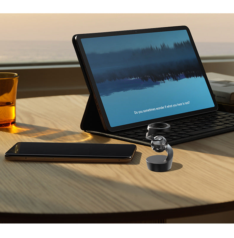 Grey gyroscope silver beads Kinetic Levitating Desk Toy - Silent Spinning Floating Gyroscope for Stress Relief & Office Decor